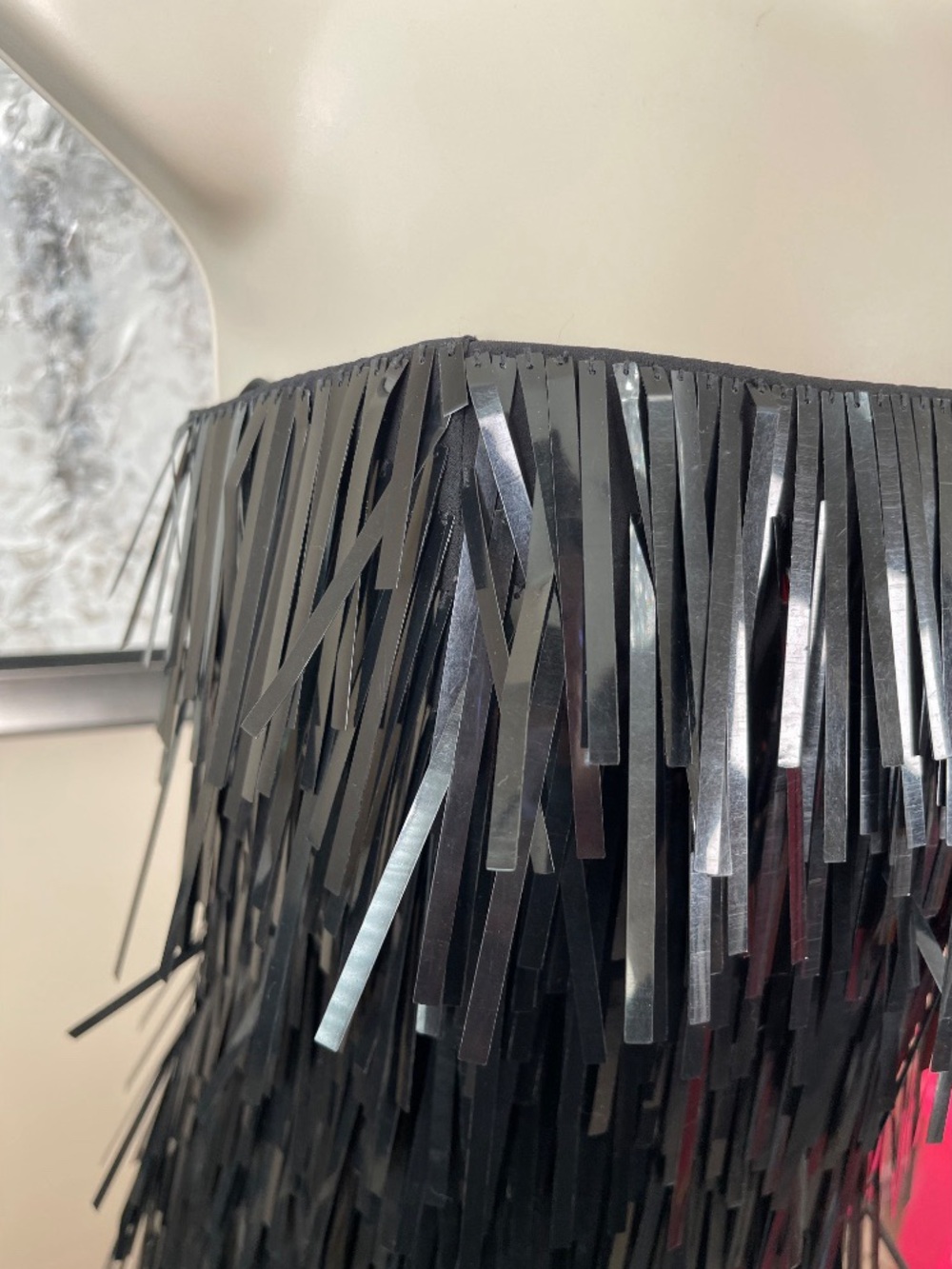 RETROFETE Silia Sequin Embellished Fringe Strapless Black Maxi Dress Size XS - Picture 6 of 12